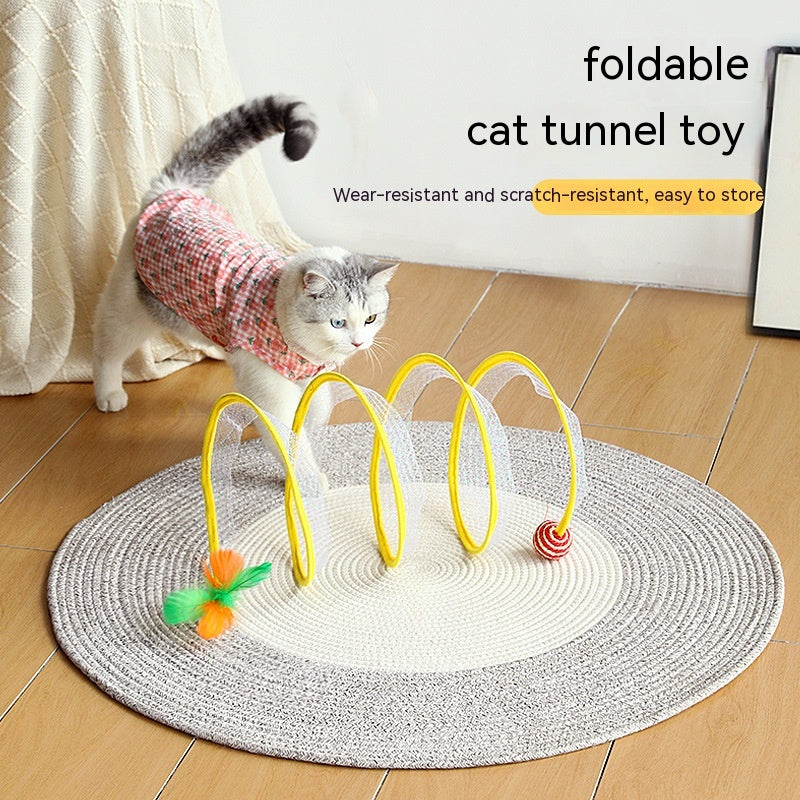 Indoor cat tunnel toy for kittens and adult cats