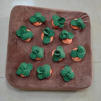 Close-up of carrot dog toy plush material