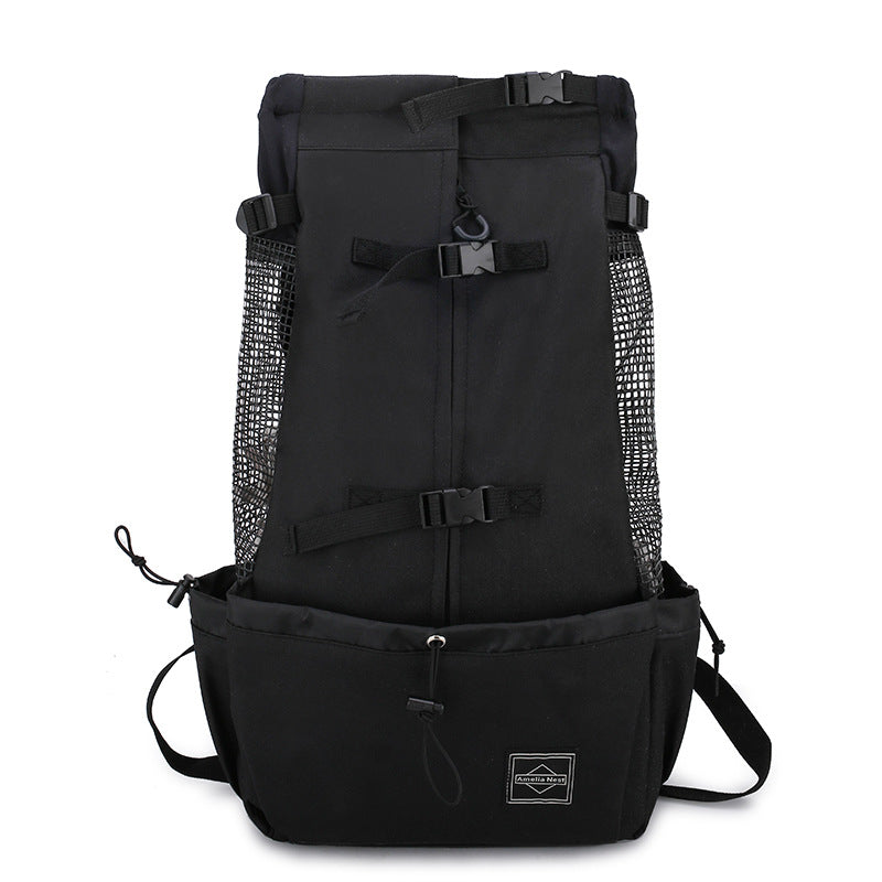 Double shoulder strap design on dog carrier backpack