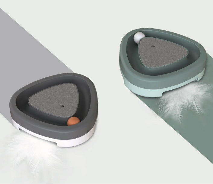 Rotating electronic cat toy with built-in scratcher