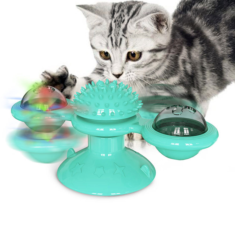 Interactive rotating windmill cat toy