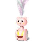 Top view of cat feather ball toy components