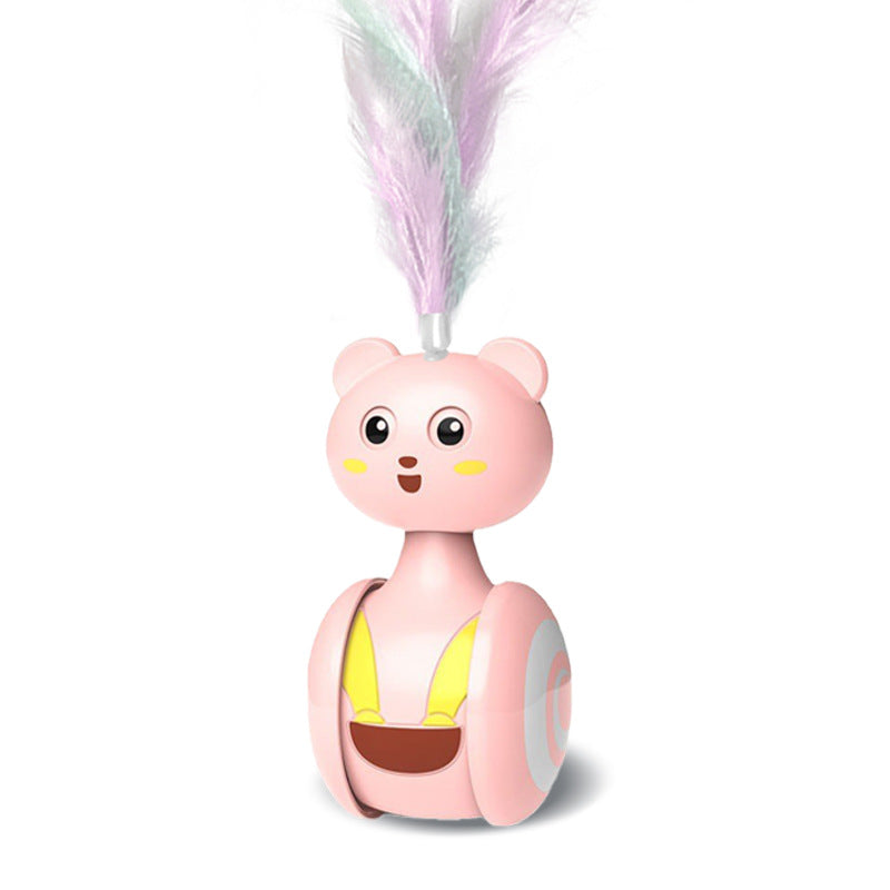 Top view of cat feather ball toy components