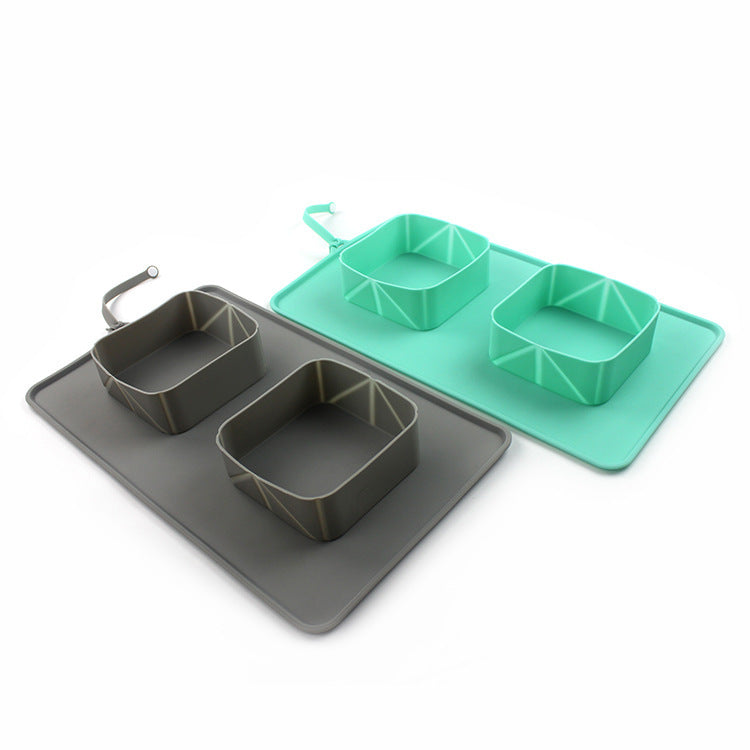 Portable folding pet bowl for food and water