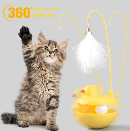 Close up of duck shape cat toy resin material and stick