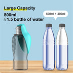 Foldable drinking bowl attached to dog water bottle