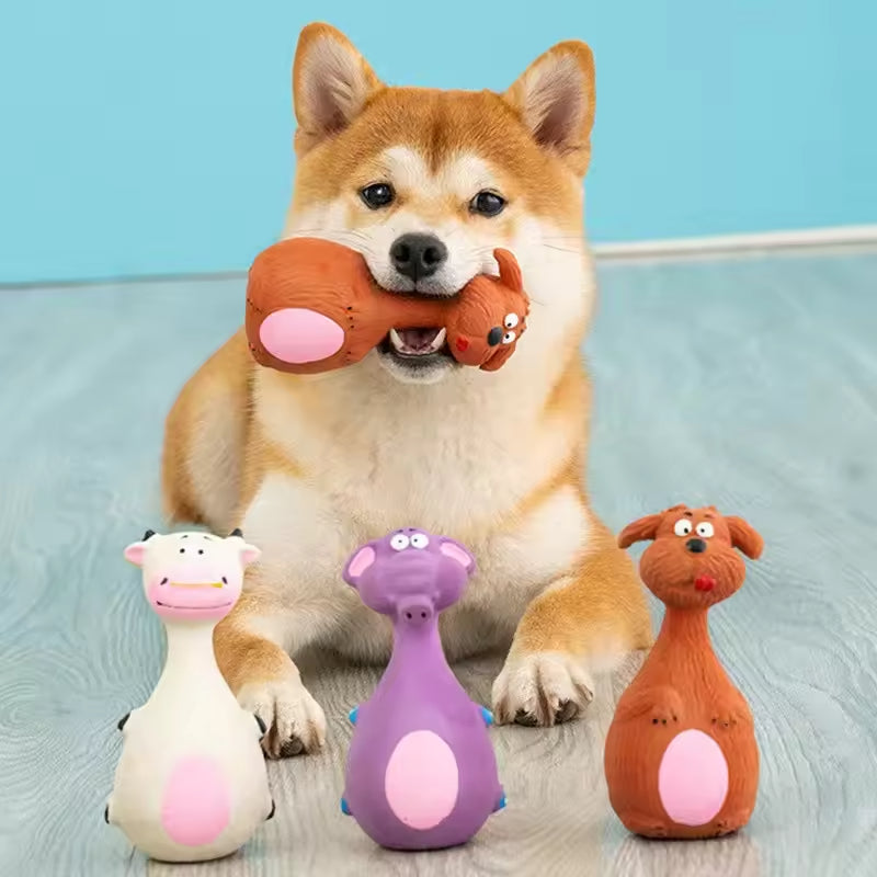 latex squeaky dog chew toys set for puppies