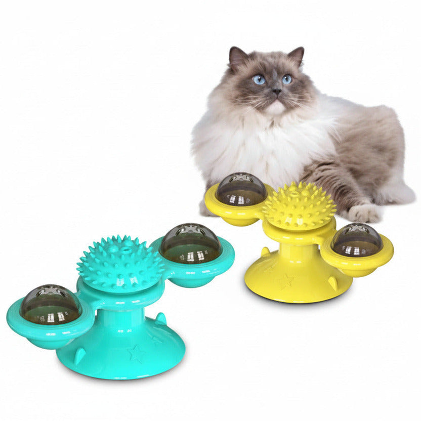 Indoor cat enrichment spinning toy