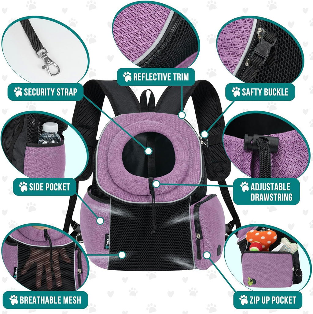 Dog carrier backpack with airflow openings visible