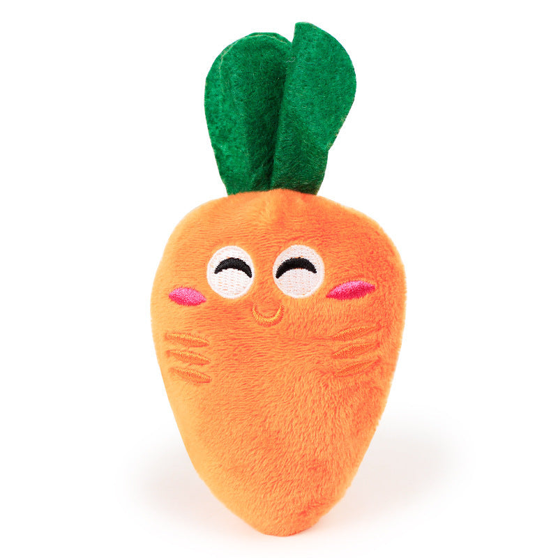 Carrot toy for dogs and cats displayed on flat surface