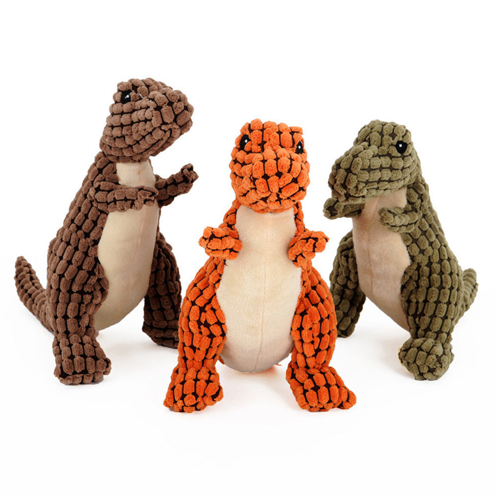 Plush Dinosaur Dog Toy – Interactive Squeaky Chew Toy for Small and Large Dogs