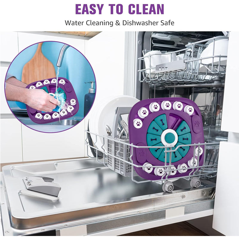 sliding dog puzzle toy with hidden treat compartments