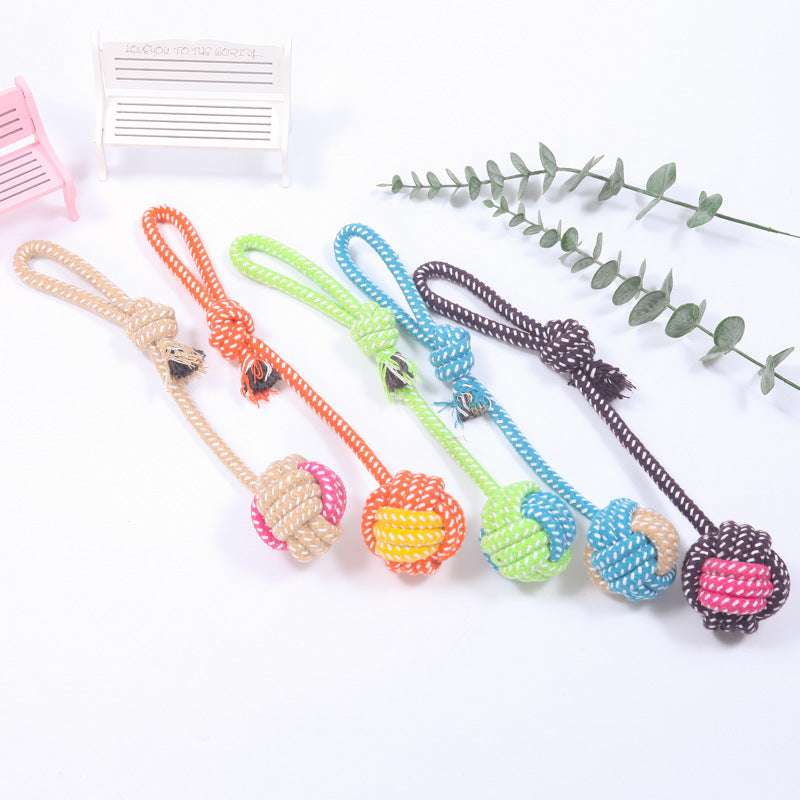 interactive cotton rope ball dog toy for chewing