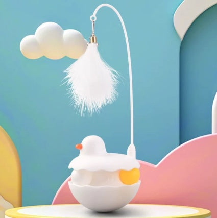 Duck shape cat toy detachable components laid flat