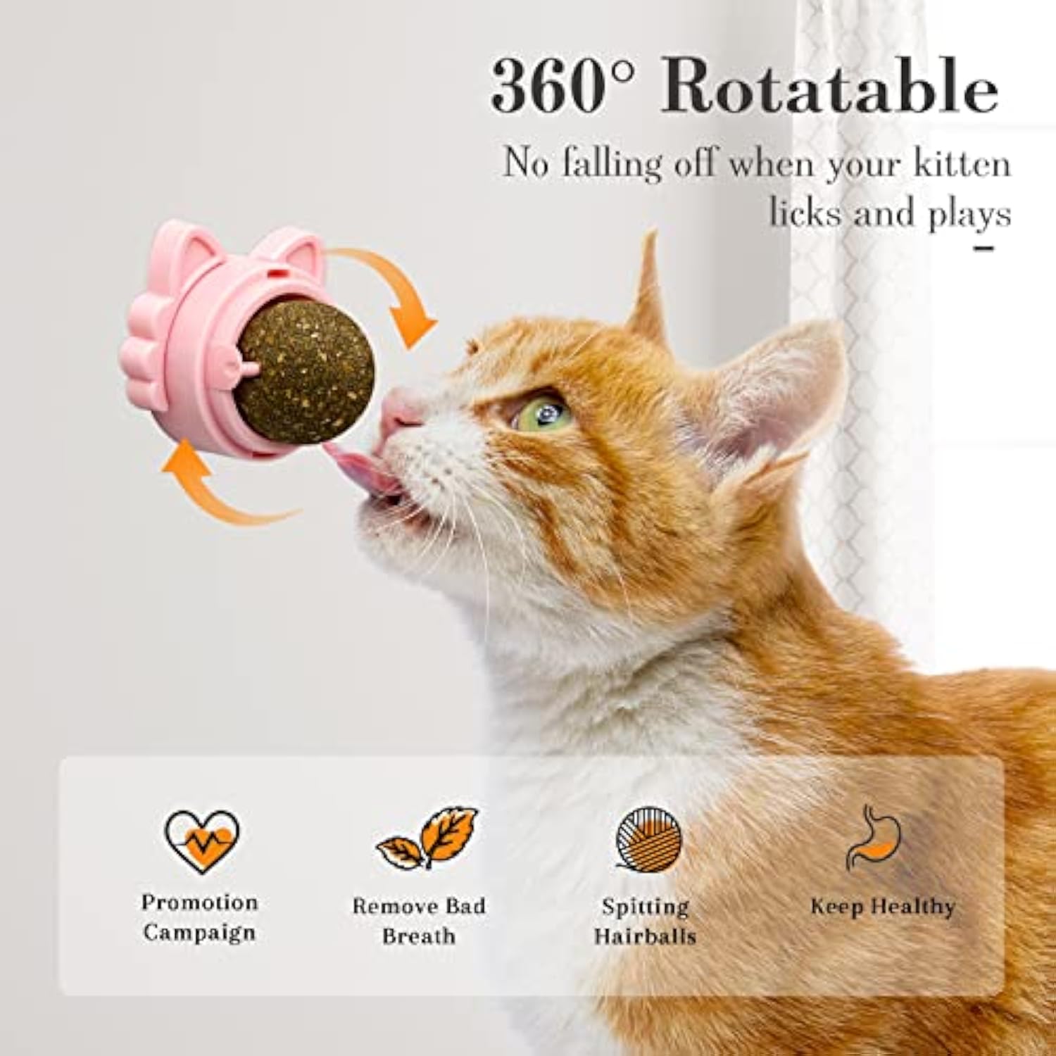 Cat licking wall catnip ball treat toy