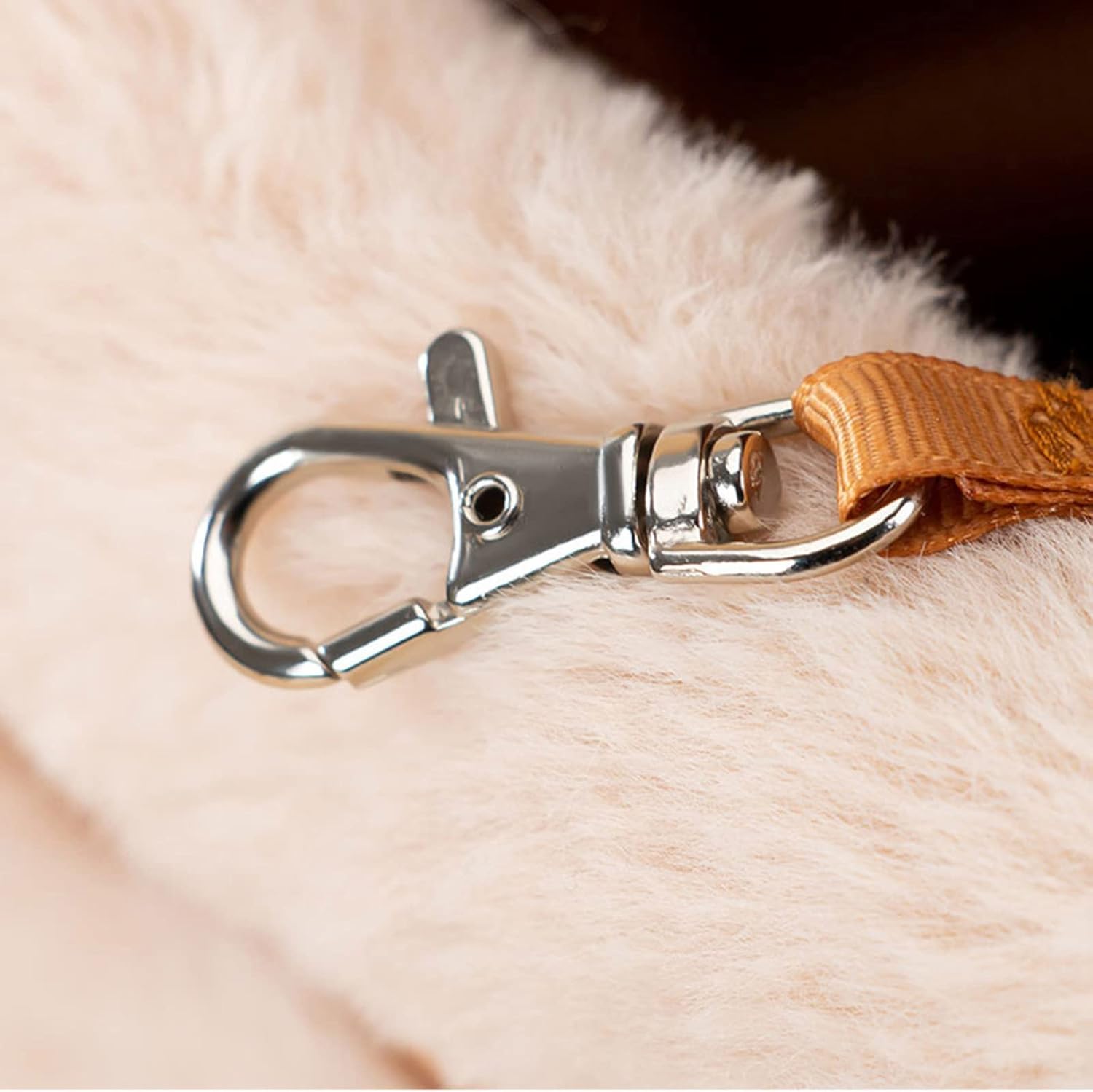 Dog backpack carrier with plush reindeer design shown from front
