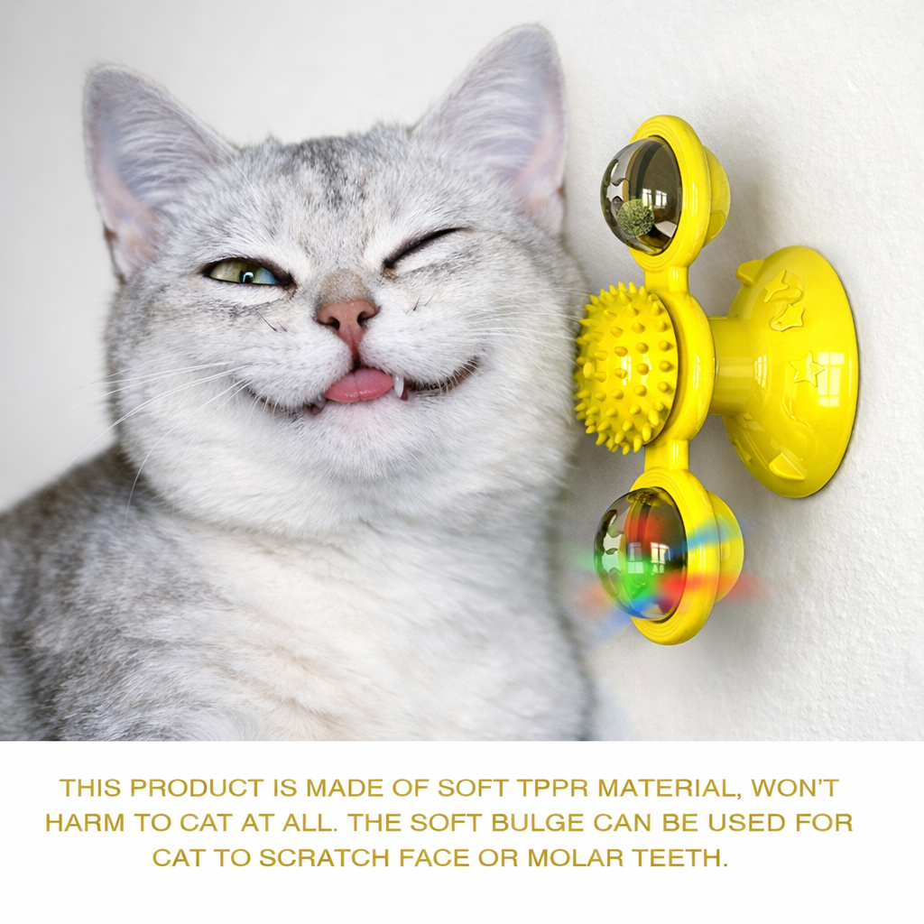 Interactive Rotating Windmill Cat Toy – Multi-Function Indoor Enrichment & Scratching Toy