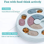 Pet puzzle feeder with food compartments on a white background