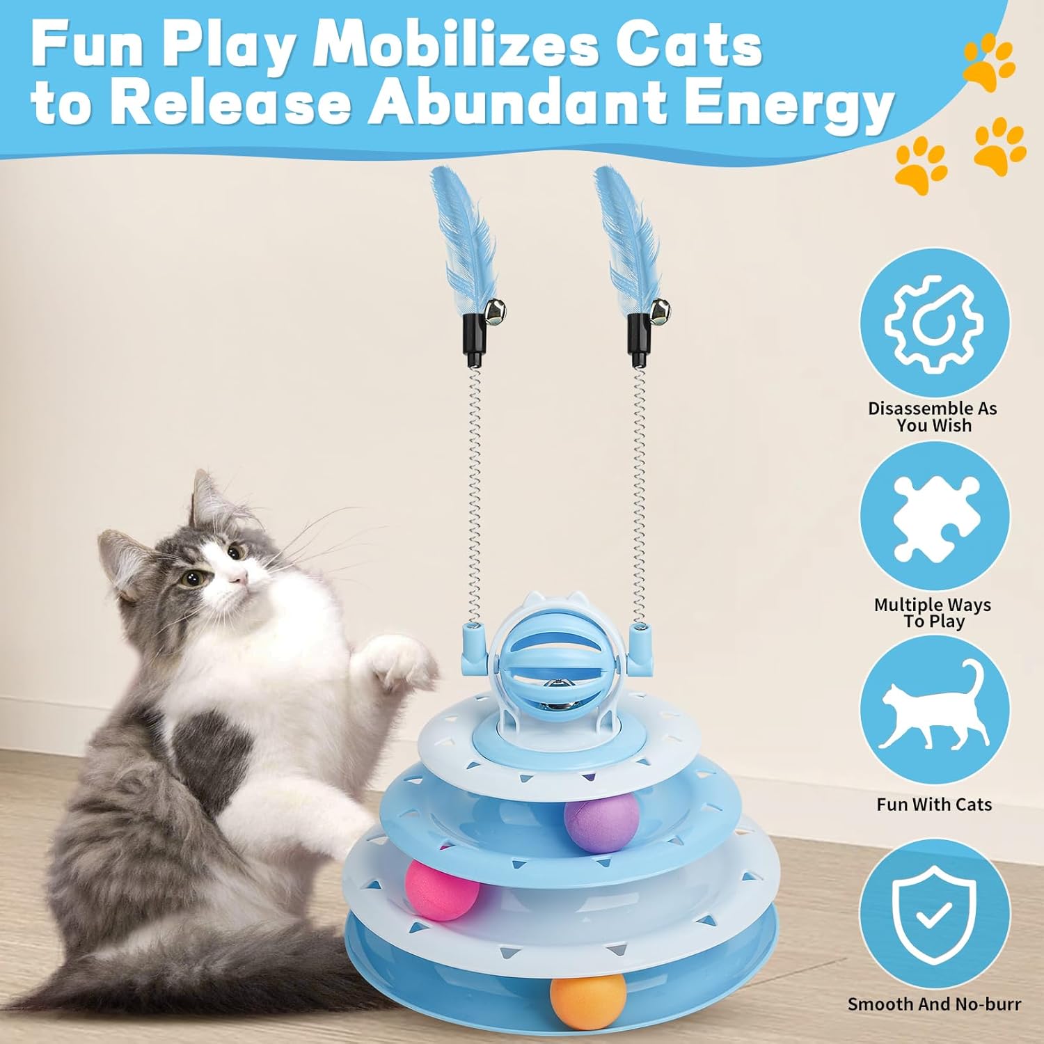Top view of cat ball puzzle toy with visible paths