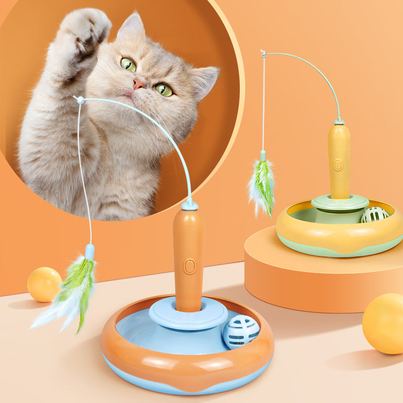 2 in 1 interactive cat toy with feather