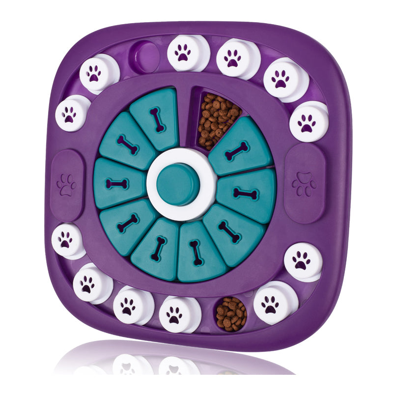 interactive dog puzzle toy with sliding treat compartments