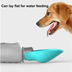 Dog water bottle with foldable drinking bowl on flat surface