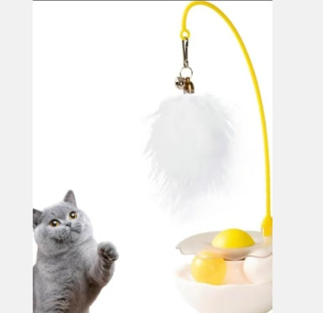 Interactive kitten toy stick encouraging chasing and jumping