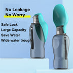 Dog water bottle with attached foldable bowl viewed from top
