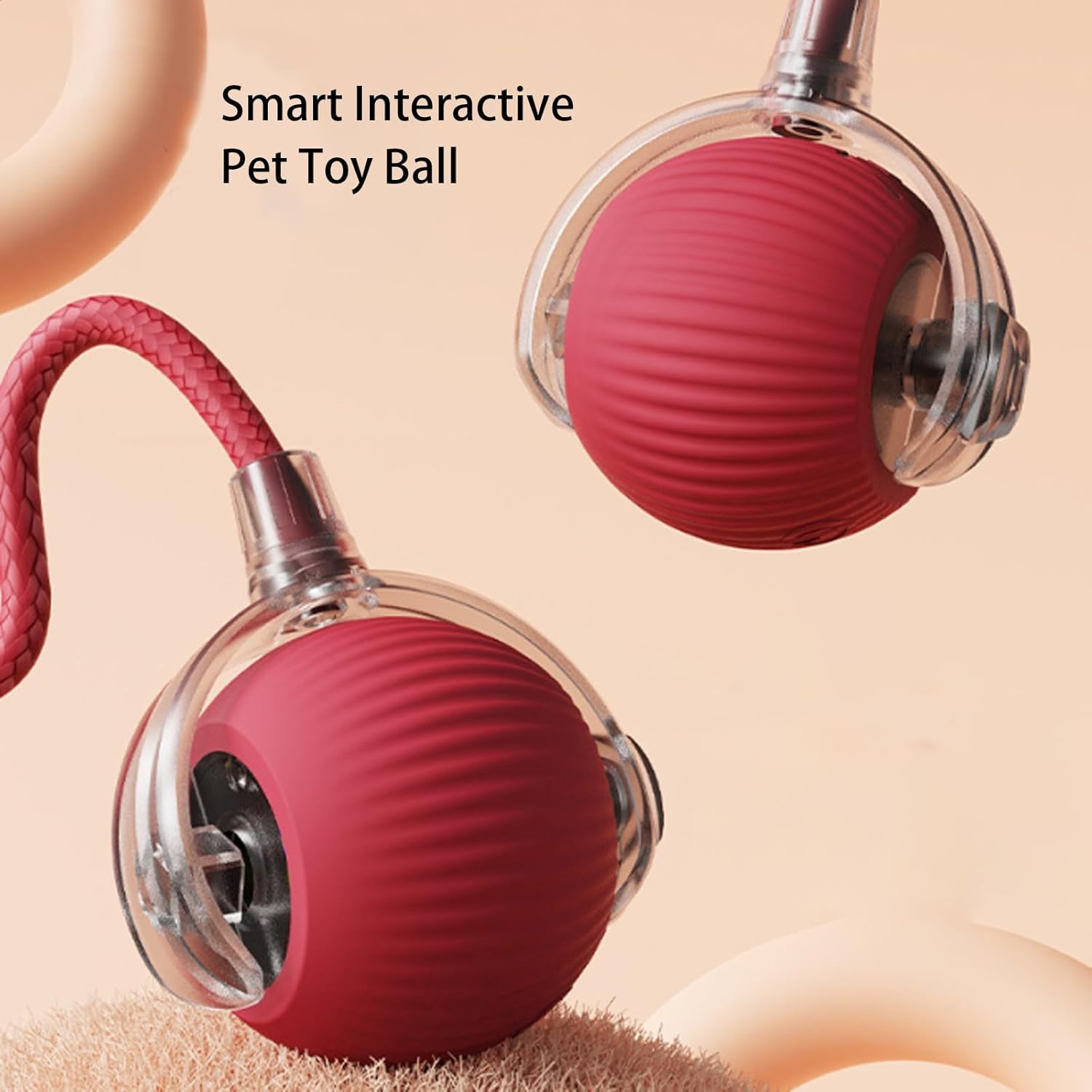 Dog playing with an automatic rolling smart ball toy