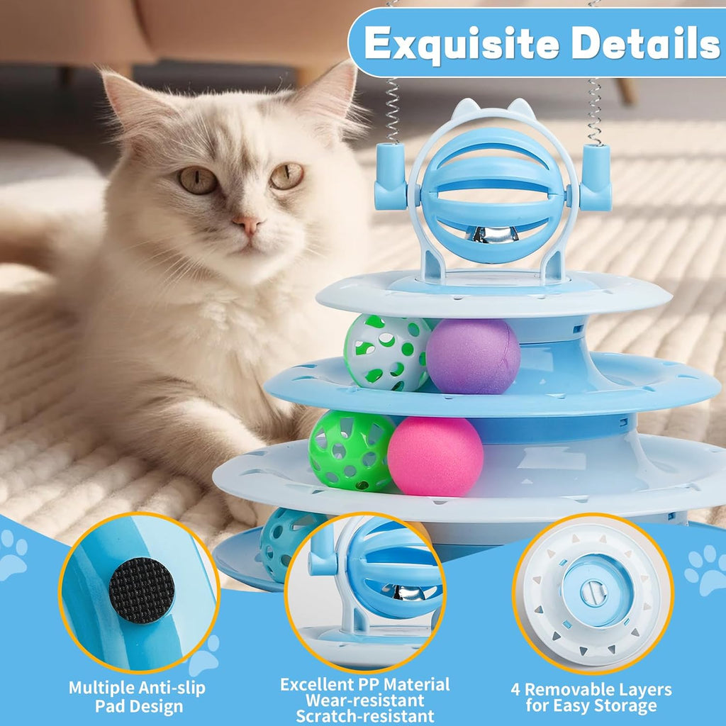 Cat puzzle toy with rolling ball for mental stimulation
