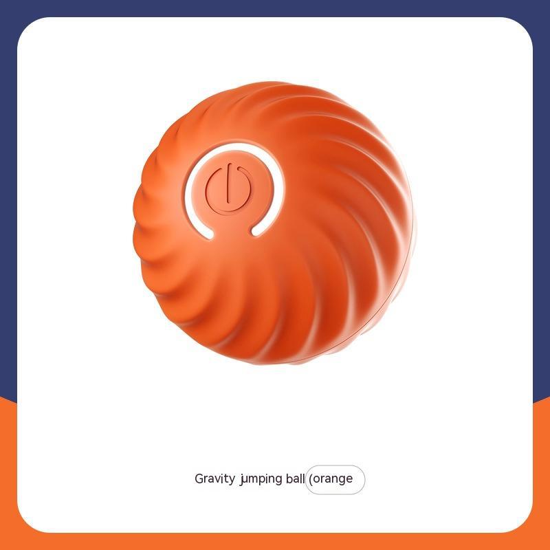 Orange gravity jumping ball on a white background