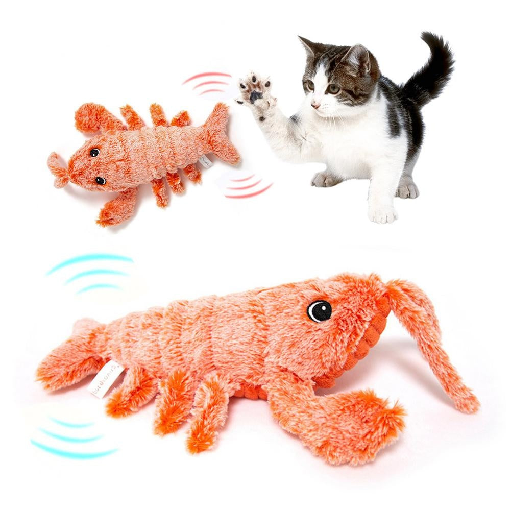 Interactive jumping shrimp cat toy