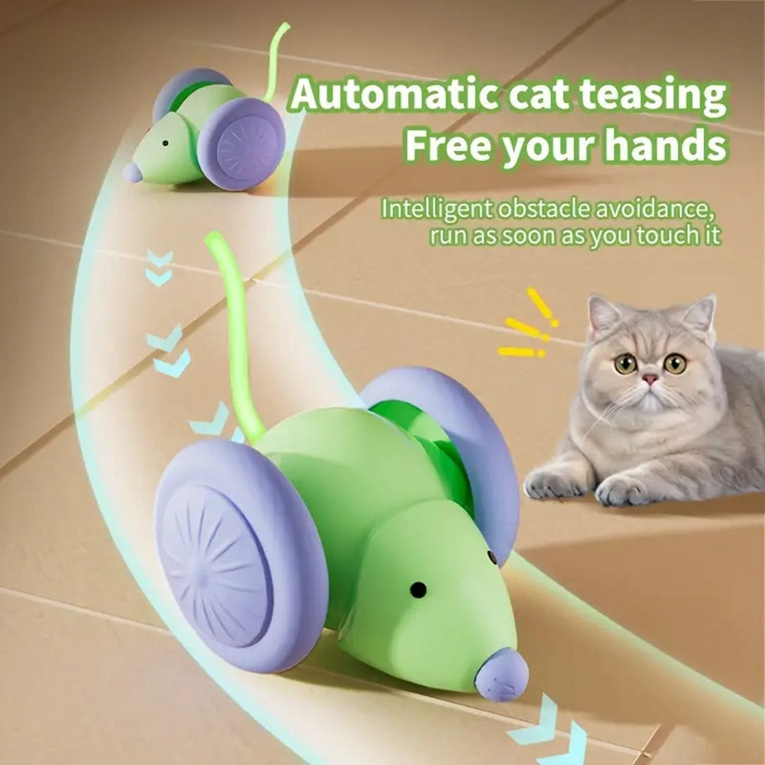 Interactive Electric Mouse Cat Toy – Automatic Smart Car with Obstacle Avoidance for Indoor Cats