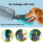 Dog water bottle with foldable drinking bowl on white background