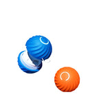 Two colorful paper lanterns, one blue and one orange, on a white background.